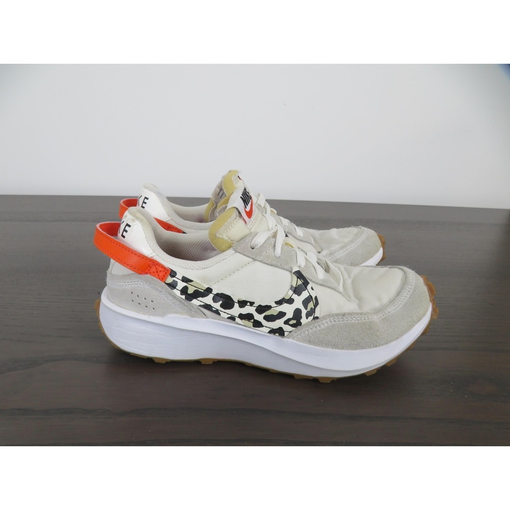 Nike Waffle Debut Shoes Womens 7 White Animal Print Running Sneakers DZ5201-100